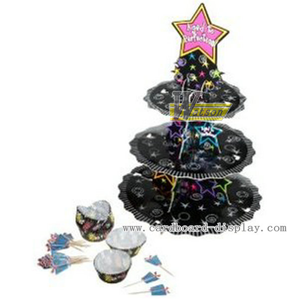 Birthday party cardboard cupcake stand