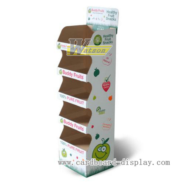  Corrugated paper fruit candy floor display stand with tiers 