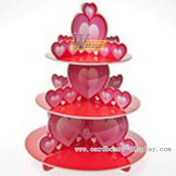 Valentine's day heart-shaped cardboard cupcake stand