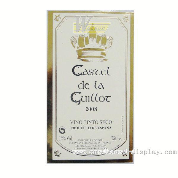 Gold stamping paper label for wine