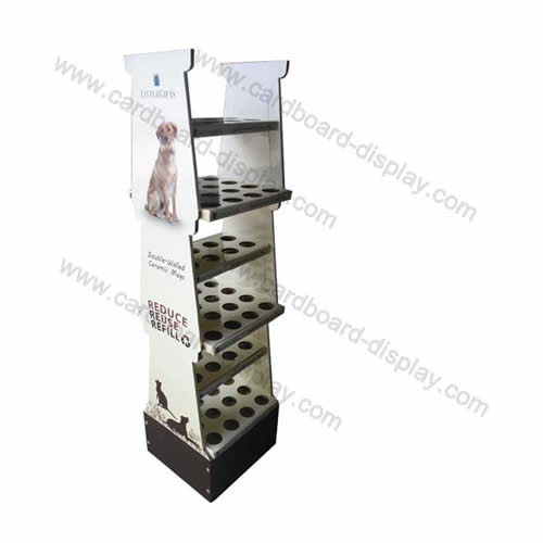 Foldable Cardboard Floor Display Rack Pet Food Supplies Displays Stand Corrugated Retail