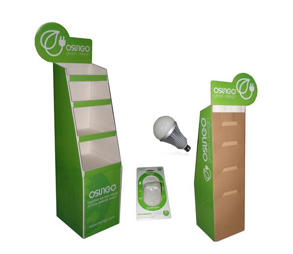 LED light promotion retail cardboard floor display shelf for 