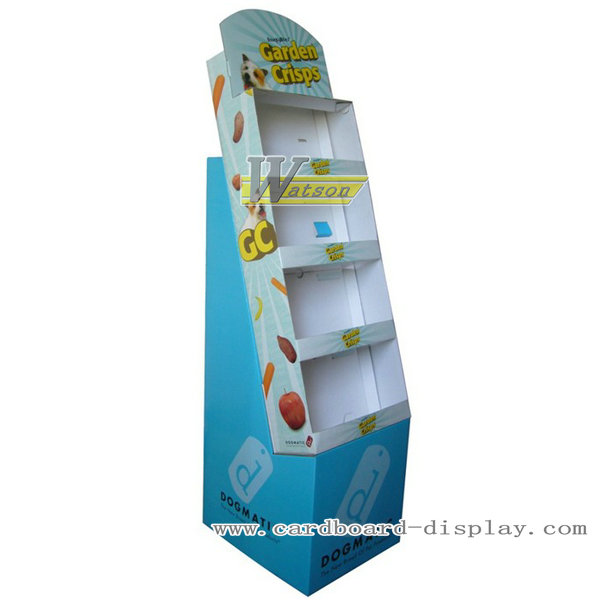 Cardboard floor display with tiers for snacks Cardboard floor display with tiers for snacks