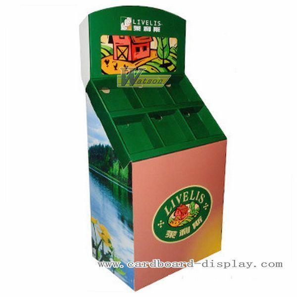 Compartment corrugated cardboard display stand for food
