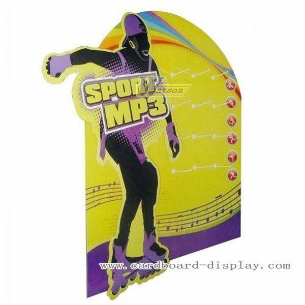 Cardboard advertising hook display stand for mp3 or electronic products