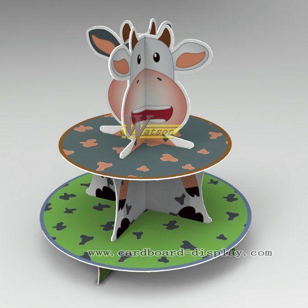 Lovely cartoon cow cardboard cake stand for Christmas birthday party