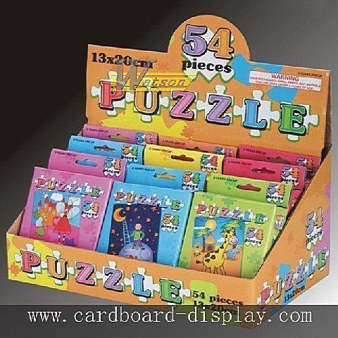 Cardboard counter display stand for puzzle