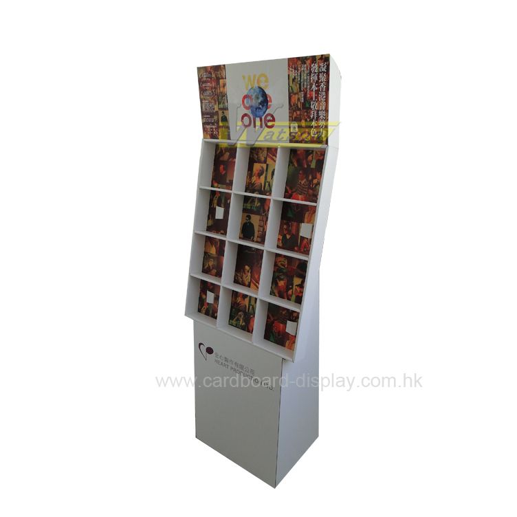 Cardboard floor compartment display for CD/DVDs