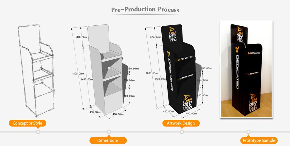 LED Light Promotion Retail Cardboard Floor Display Shelf For Lamp 